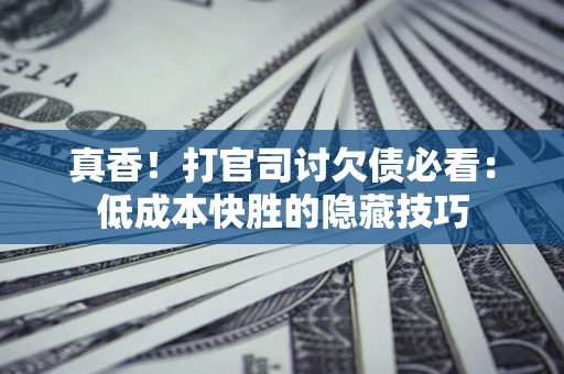 武汉真香！打官司讨欠债必看：低成本快胜的隐藏技巧